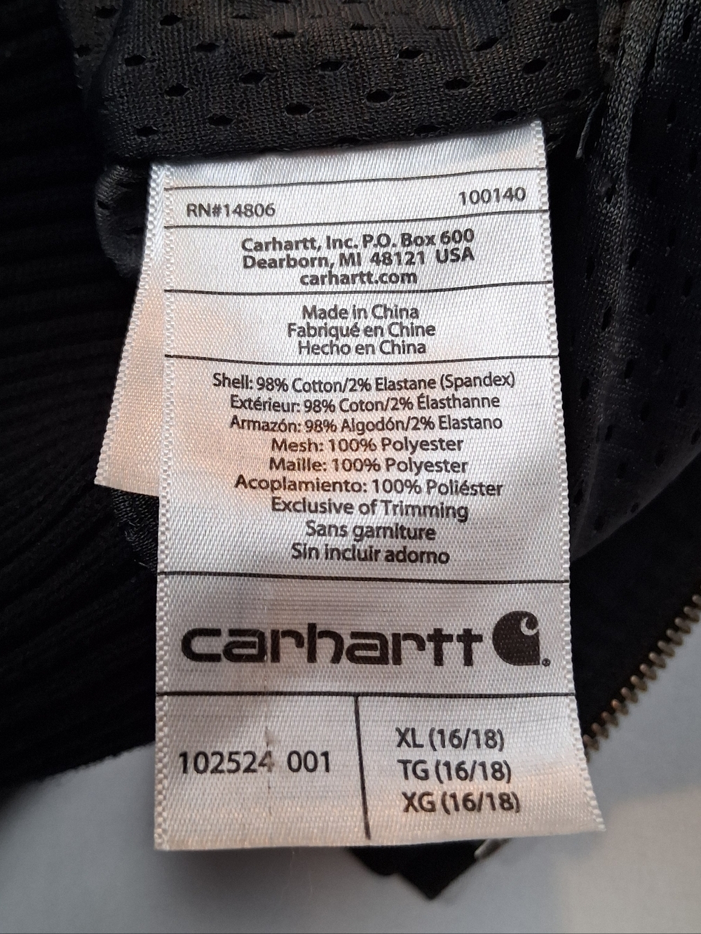 Carhartt Womens Crawford Relaxed Fit Canvas Bomber Jacket XL 16/18 Black 102524 - Picture 6 of 7